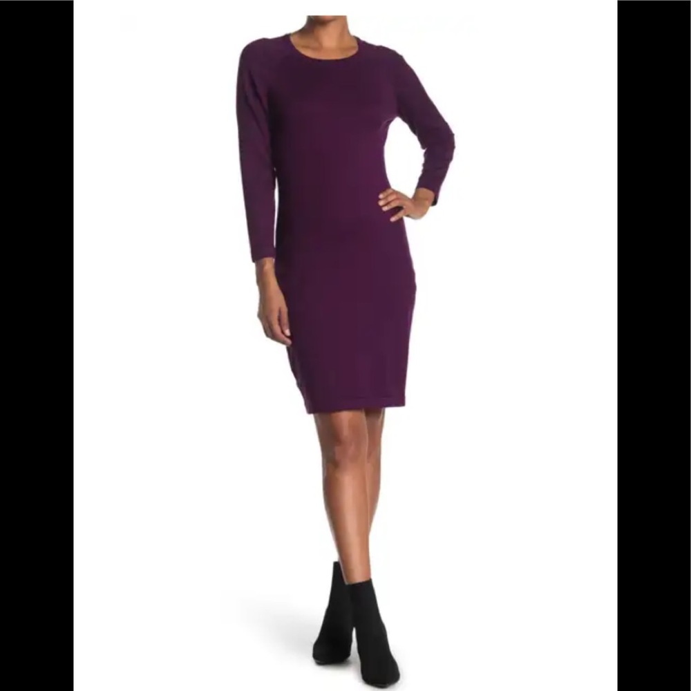 Calvin Klein Puff Sleeve Sweater Midi Dress NWOT